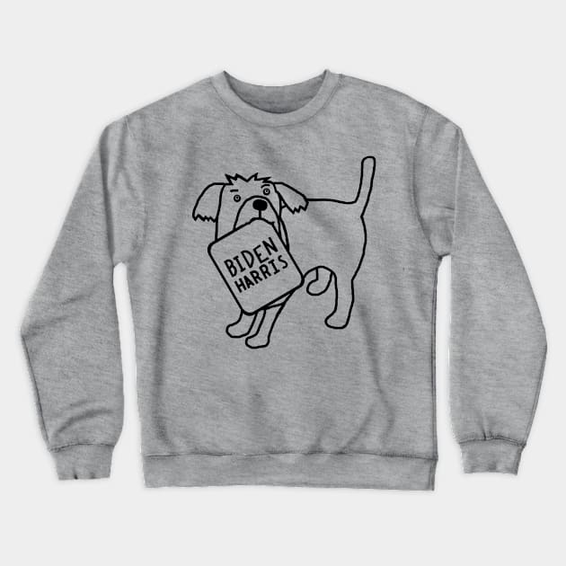 Minimal Dog with Biden Harris Sign Line Drawing Crewneck Sweatshirt by ellenhenryart